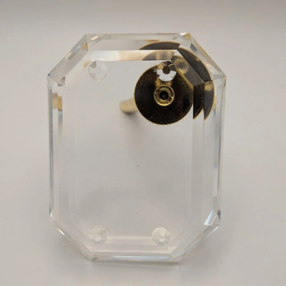 Asfour Crystal Emerald Cut Desk Pen Holder Gold-tone Swivel Base Fits Cross Pens